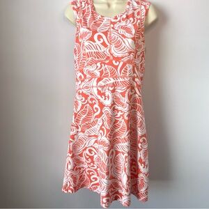 Title Nine Sleeveless Coral and White Printed Fit-&-Flare Dress Tenniscore Small
